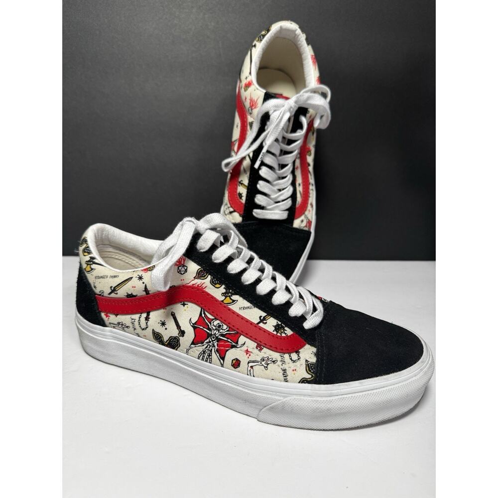 Vans x Stranger Things Custom Hellfire Club Black Red Suede Mens 6.5 / Womens 8